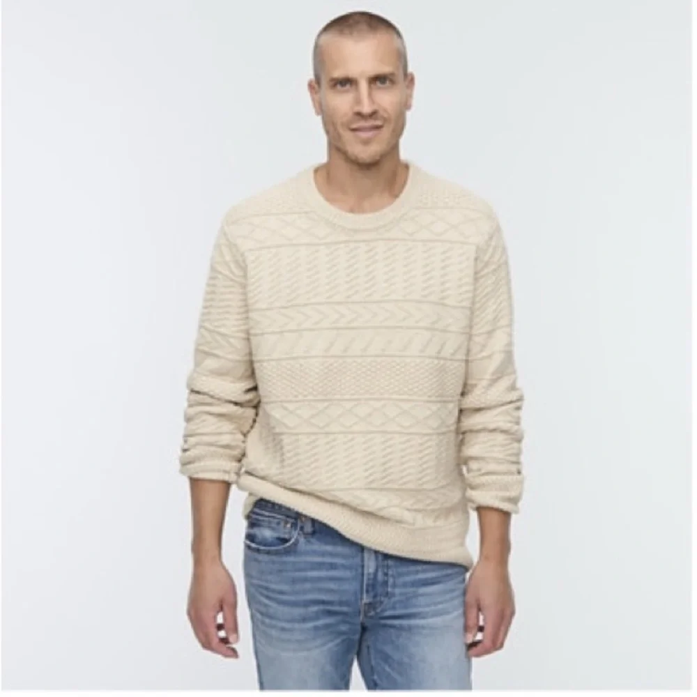 J. Crew Men’s Guernsey Knit Cotton Sweater - Picture 3 of 4